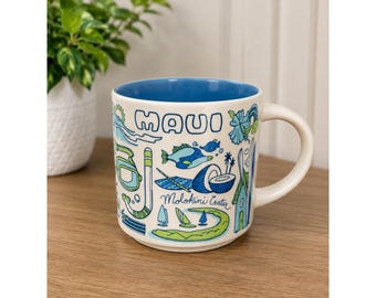Starbucks You Are Here Series Maui Hawaii Coffee Mug Blue Green 14oz Cup