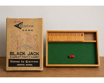 Vintage Carrom Black Jack No 7 houten dobbelspel Shut The Box halverwege de jaren 60