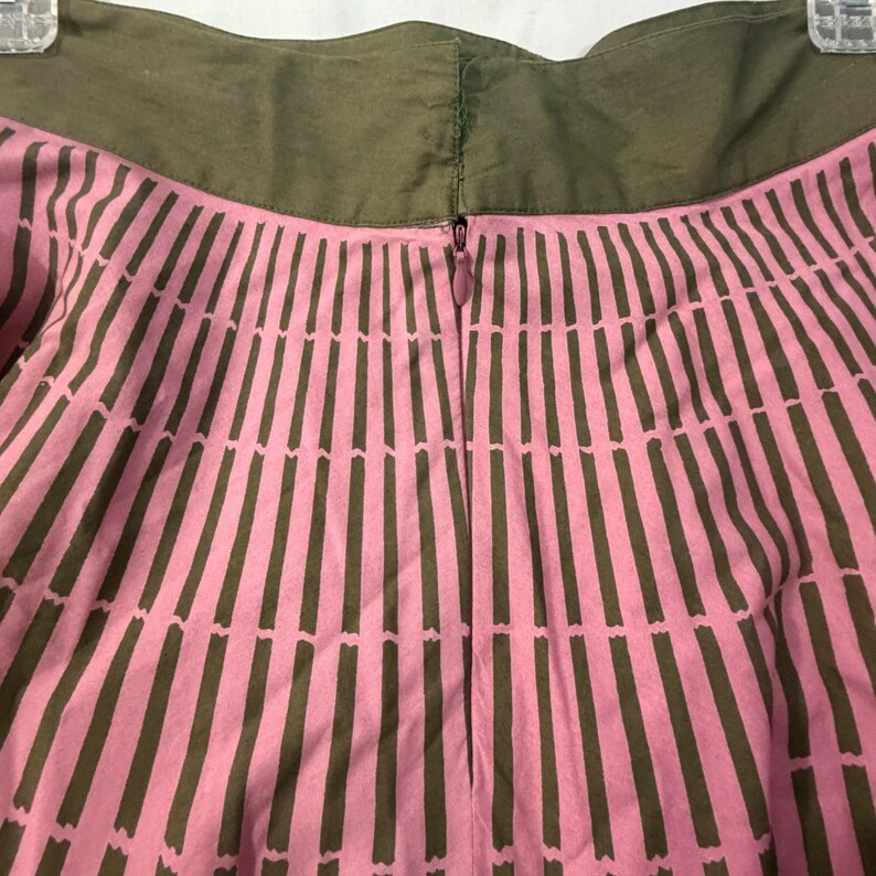 Vintage Anthropologie Floral Mixed Print Cotton A-Line Midi Skirt Olive Pink 2 image 4