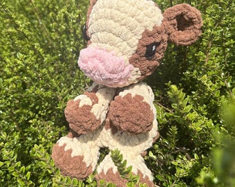 Mucca coccolona all'uncinetto / Peluche amigurumi fatto a mano, sicuro per i bambini