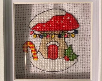 Christmas Mushroom House Cross Stitch