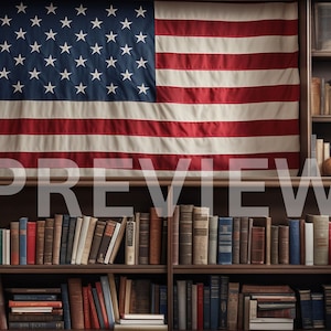 American Flag Bookshelf | Virtual Office Background | American Pride Background | Zoom Virtual Background | Microsoft Teams | Zoom Meeting