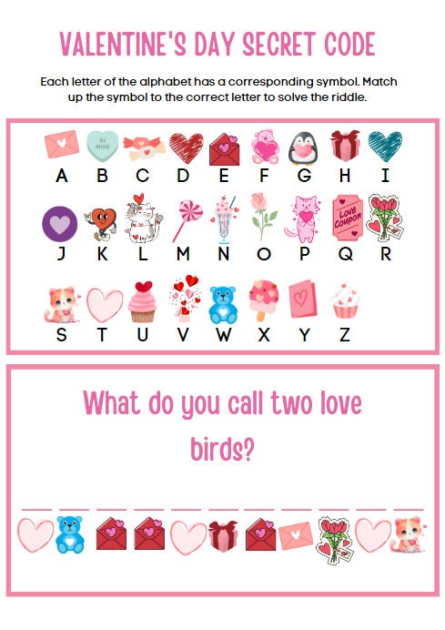 Printable Kids Valentines Activity Page - Etsy