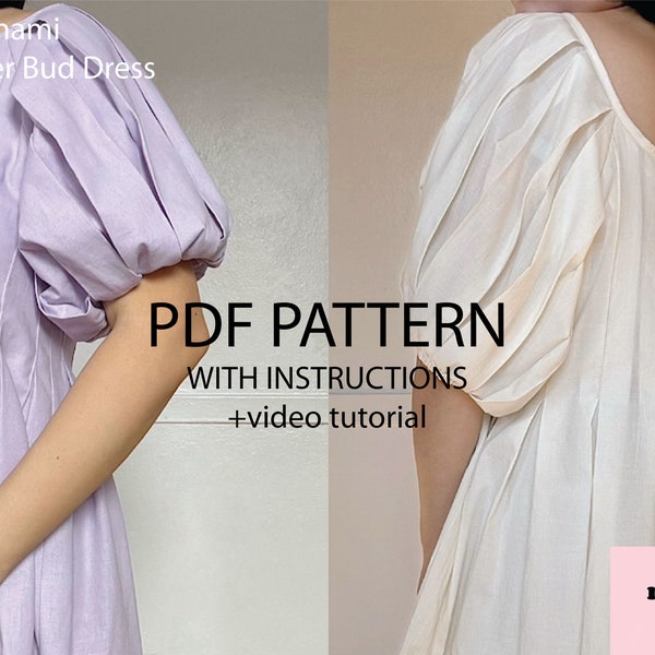 Robe en boutons de fleurs-Robe printemps-été-Téléchargement instantané A4, Patron de couture lettre PDF-Vidéo, Tutoriels photo