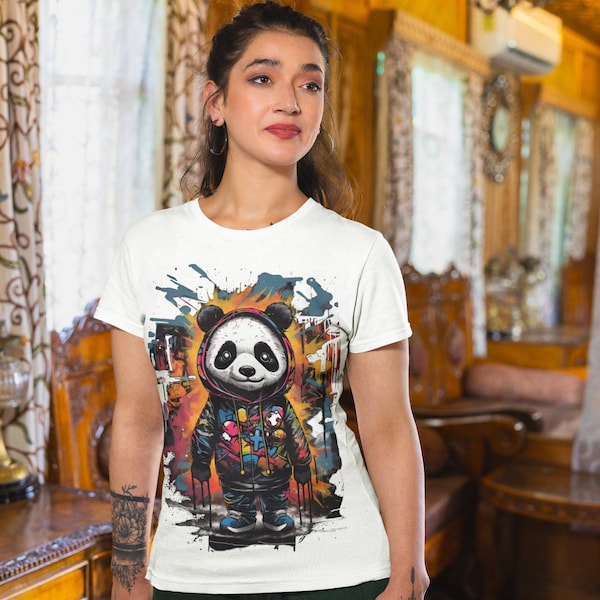 Panda Girlie Shirt, Graffiti Urban Streetwear, Ladies Premium Shirt Girlie