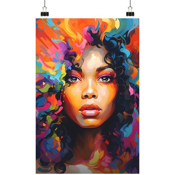 Colorfull Poster, Black Woman, Graffiti Style, Din A2 (hoch)