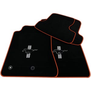 Black Floor Mats For Ford Mustang V FL (2005-2014) - Trim Color - Beige / Red / Blue / Yellow / Green / Orange / White / Black