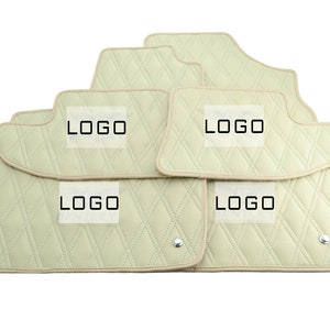 Beige Genuine Leather Interior Floor Mats for Bentley Continental / GT / Flying Spur / Mulsanne / Bentayga