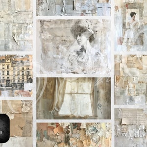 Carta invecchiata invecchiata, sfondi invecchiati vintage Stampabile Journaling Scrapbooking Texture antiche digitali rustiche Pagine Vintage Grunge immagine 5