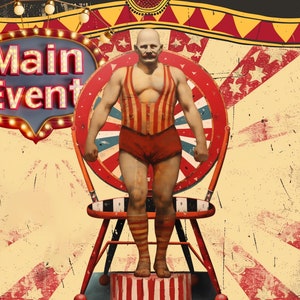 Sotto The Big Top Whimsical Vintage Circus Clipart, arte tecnica mista effimera, stampabile Fussy Cut Circus Ephemera, sfondo stravagante, PNG immagine 9