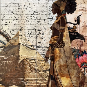 Antichi divertimenti: capricciose clipart egiziane, oggetti effimeri, scrapbooking stampabile con tecnica mista, Cleopatra, occhio di Horus, piramidi, faraone immagine 4