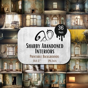 Interiores abandonados e surrados, salas antigas e desgastadas, fundos - imprimíveis - diário, scrapbooking, fundos digitais rústicos, caprichosos