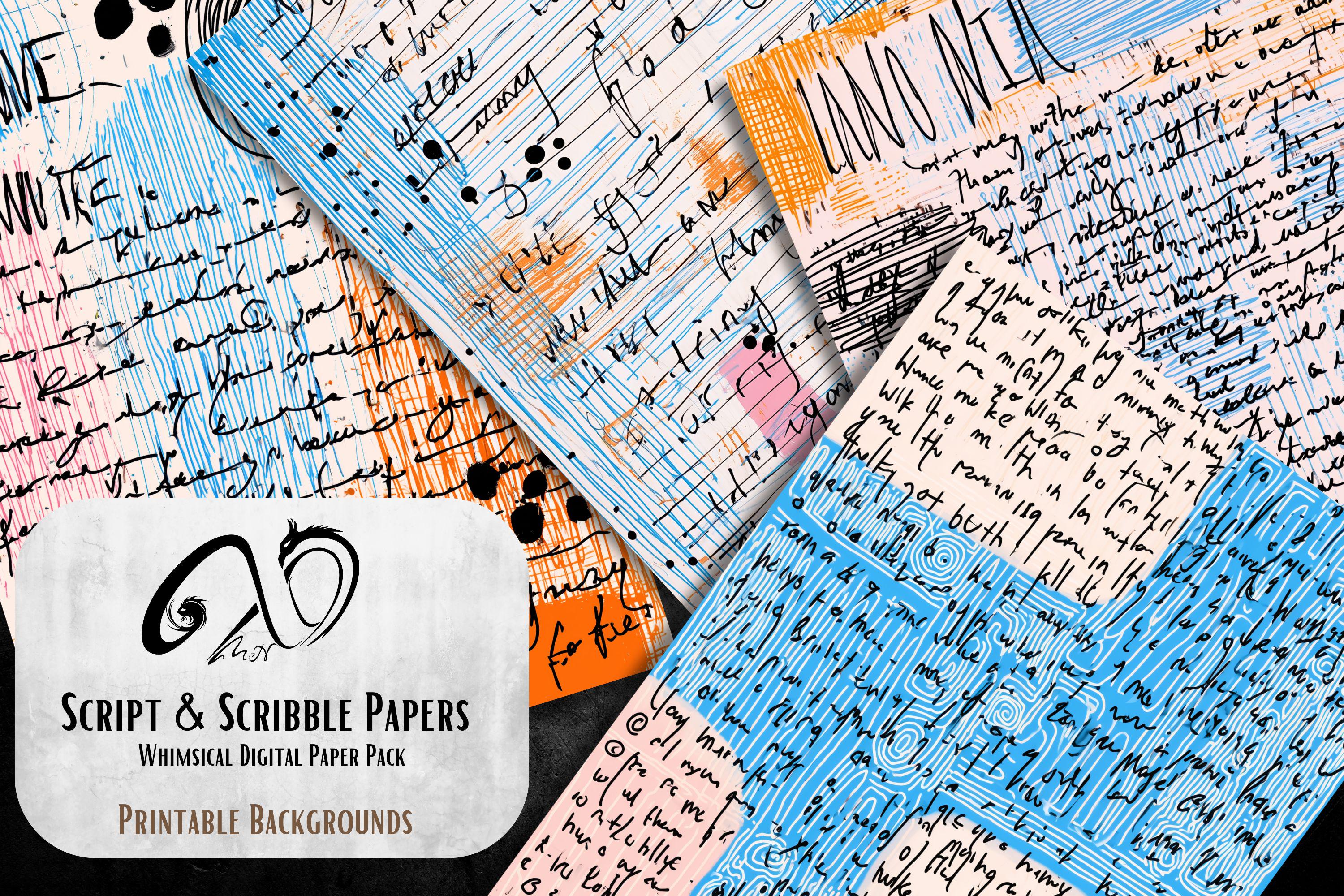 Asemic Writing Collage Papers Printable Art Backgrounds Jpg Etsy