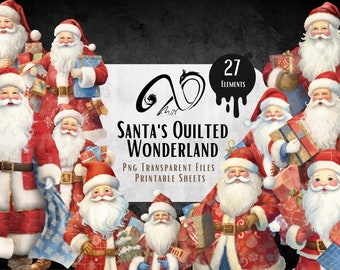 Santa's Wonderland - Personnages et papiers de Noël, Téléchargement numérique, Junk Journal, Png, Jpeg, Imprimable, Journal de Noël, Utilisation commerciale