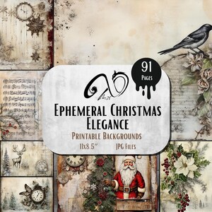 Artículos navideños vintage: elegantes fondos y tarjetas festivas (descarga digital)