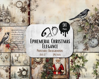 Noël éphémère - Techniques mixtes et papiers, Téléchargement numérique, Junk Journal, Ephemera, Vacances, Téléchargement numérique, Père Noël, Junk Journal Imprimable