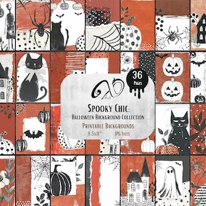 Spooky Chic: Halloween Background Collection ephemera mixed media art printable scrapbooking supply Gothic Paper Whimsy Background Halloween