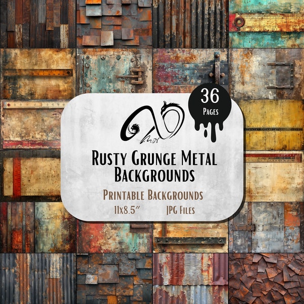 Rusty Grunge Metal Backgrounds, Digital Download, Grunge digital paper, metal digital paper, scrapbook paper, rustic distressed texture