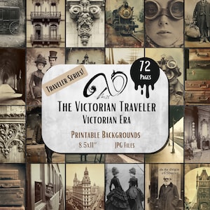 Serie Traveler, The Victorian Traveler, diario digitale di spazzatura effimera, foto antiche stampabili, foglio collage kit scrapbook, epoca vittoriana
