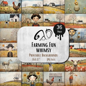 Divertimento agricolo stravagante, download digitale, diario di spazzatura, fogli stampabili, collage di tecniche miste di diari di spazzatura, artigianato pasquale, Pasqua, fattoria di primavera