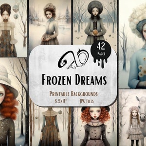 Frozen Dreams - Christmas & Papers, Winterpostkaart, Digitale download, Junk Journal, Jpeg, Afdrukbaar, Christmas Journal, Commercieel gebruik