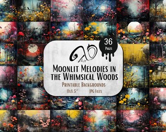 Papier cyfrowy „Whimsical Forest”, tła do dziennika śmieci (pobieranie cyfrowe)