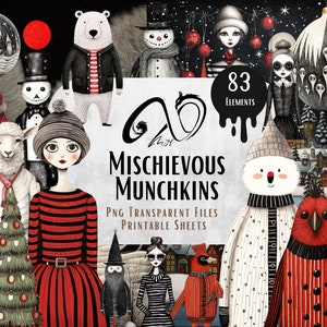 Mischievous Munchkins - Personaggi natalizi, Documenti, Download digitale, Diario spazzatura, Animali, Stampabile, Diario di Natale, Natale spettrale