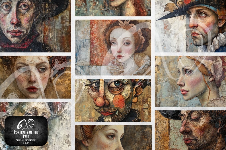 Renaissance Portrait Digital Collage Sheet, Scrapbook Ephemera (PDF) - Etsy