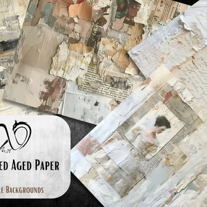 Carta invecchiata invecchiata, sfondi invecchiati vintage Stampabile Journaling Scrapbooking Texture antiche digitali rustiche Pagine Vintage Grunge immagine 4