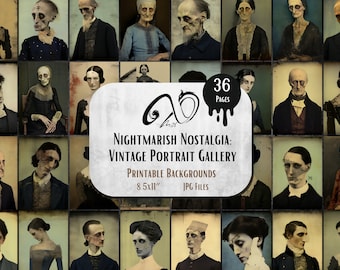 Creepy Vintage Portrait Gallery: Digital Junk Journal Ephemera (PDF)