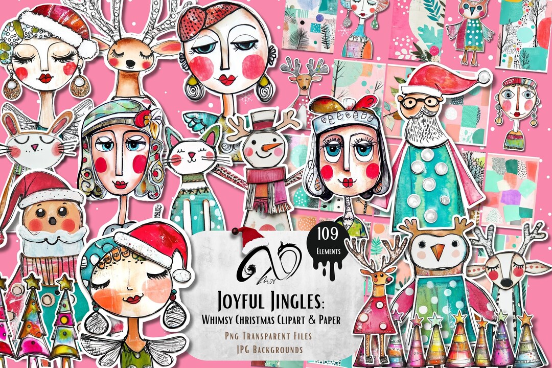 Whimsy Clips Paper Whimsical Christmas Clipart and Papers: Artsy Paper Dolls (digital ...