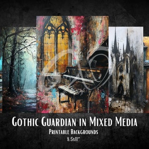 Gothic Guardian in Mixed Media, mixed media art, printable scrapbooking supplies, Gothic papers, angel wings, Junk Journal, Whimsical Paper image 8