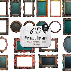 Vintage lijsten, antieke lijsten digitale collage - Perfect voor journaling, scrapbooking - Instant Download Versiering - Journaling, collage