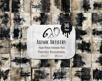 Asemic Writing Ephemera: Inked Paper, Collage, Junk Journals (Digital Download)