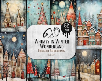 Mixed Media Whimsy Wonderland - Natale e documenti, Download digitale, Diario spazzatura, Png, Jpeg, Stampabile, Diario di Natale, Uso commerciale