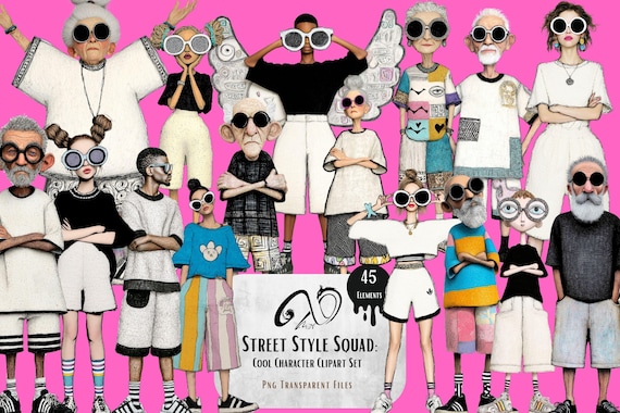 Funky Street Style Clipart: Sassy PNG Paper Dolls (Digital Download)