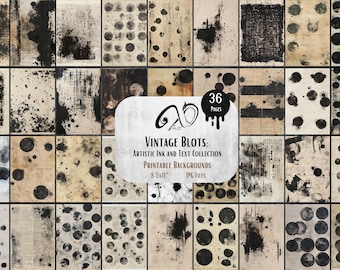 Vintage Ink Blot Paper: Junk Journal Ephemera (Digital Download)