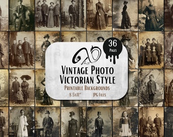 Vintage Photo Victorian Style, digital junk journal ephemera, printable antique photos, scrapbook kit, collage sheet, Victorian portrait