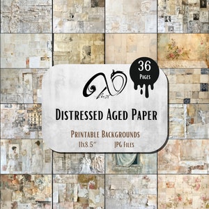 Distressed Aged Paper, Vintage Distressed backgrounds Printable Journaling Scrapbooking Rustic Digital Antique Textures Pages Vintage Grunge image 1