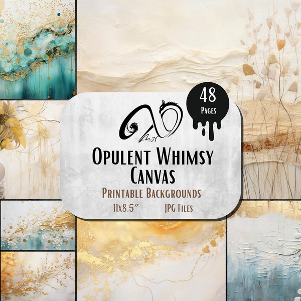 Opulent Whimsy Canvas, Digital Download, Junk Journal, Printable Collection, Whimsical, Oil Painting, Whimsical Graphic, Wedding, Events