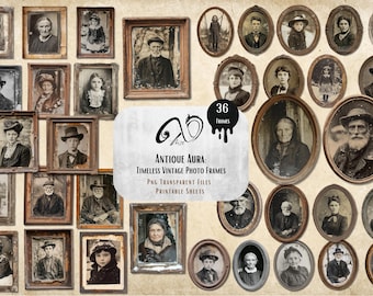 Vintage Photo Frame Clipart: Antique Portrait Frames (Digital Download)