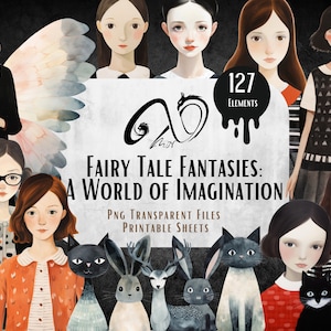 Fantasie da favola - Personaggio stravagante, Documenti, Download digitale, Diario spazzatura, Animale, Stampabile, Diario surreale, Sfondo paesaggio