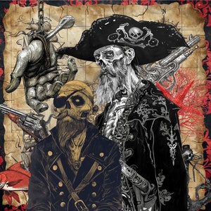 Shadowy Sailors Whimsical Clipart, effimera, arte multimediale mista, forniture per scrapbooking stampabili, pirati, stravagante, artigianato pirata, PNG gotico immagine 9
