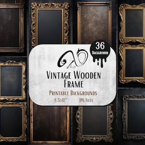 Cornice in legno vintage, abbellimento - Journaling, collage, scrapbooking - Foglio collage digitale - jpg - Stampabile, download immediato, stravagante