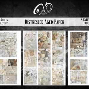 Carta invecchiata invecchiata, sfondi invecchiati vintage Stampabile Journaling Scrapbooking Texture antiche digitali rustiche Pagine Vintage Grunge immagine 7