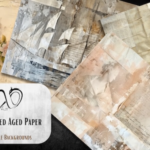 Carta invecchiata invecchiata, sfondi invecchiati vintage Stampabile Journaling Scrapbooking Texture antiche digitali rustiche Pagine Vintage Grunge immagine 6