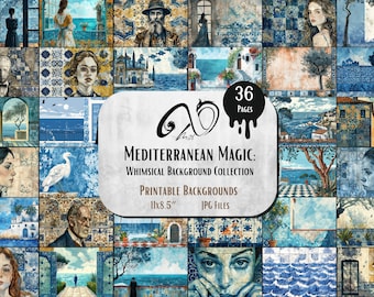 Mediterran Digitales Papier: Skurrile Meereslandschaften (Digital Download)