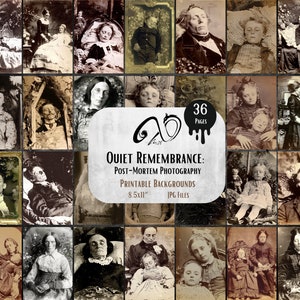 Stille herinnering: postmortale fotografie, afdrukbare griezelige achtergronden, postmortale, Victoriaanse, vintage foto vreemd vreemd raar oude afdruk