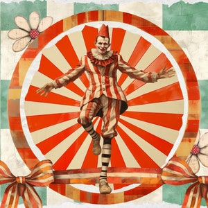 Sotto The Big Top Whimsical Vintage Circus Clipart, arte tecnica mista effimera, stampabile Fussy Cut Circus Ephemera, sfondo stravagante, PNG immagine 8