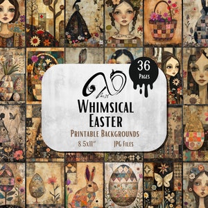 Pasqua stravagante Tecnica mista, Download digitale, Diario spazzatura, Fogli stampabili, Diari spazzatura Tecnica mista Foglio collage Artigianato pasquale Pasqua